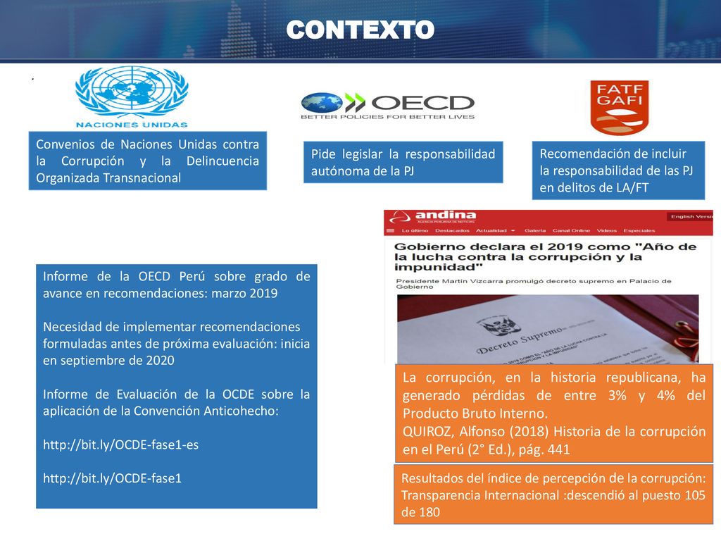 CONTEXTO . Convenios de Naciones Unidas contra la Corrupción y la Delincuencia Organizada Transnacional.