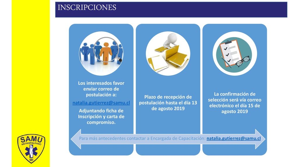 INSCRIPCIONES Los interesados favor enviar correo de postulación a: