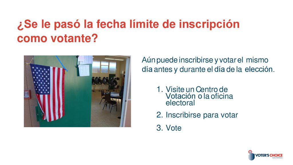 ¿Se le pasó la fecha límite de inscripción como votante