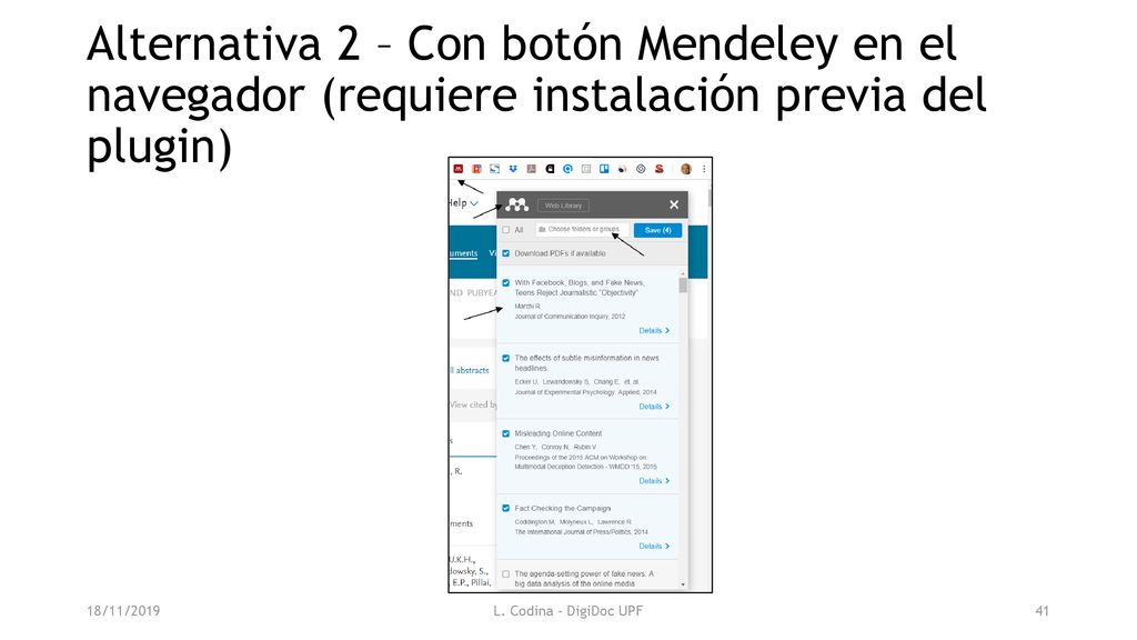 Alternativa 2 – Con botón Mendeley en el navegador (requiere instalación previa del plugin)