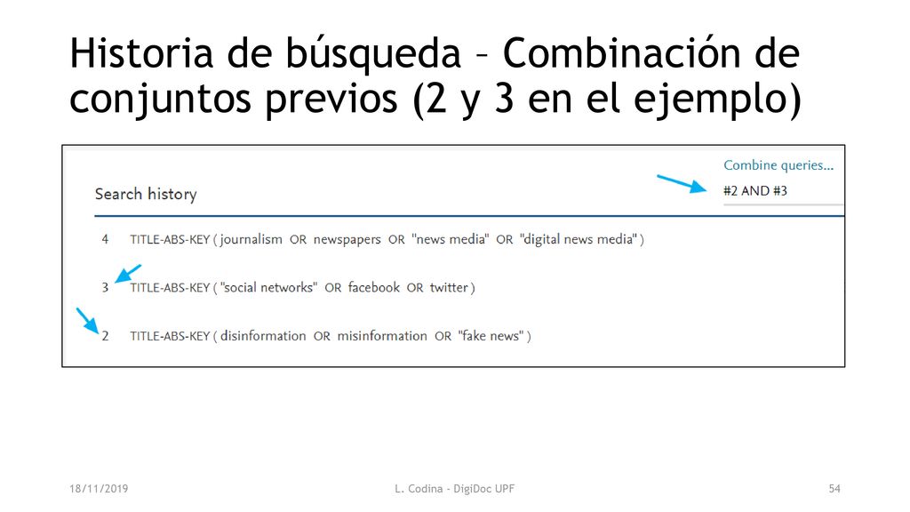 Historia de búsqueda – Combinación de conjuntos previos (2 y 3 en el ejemplo)