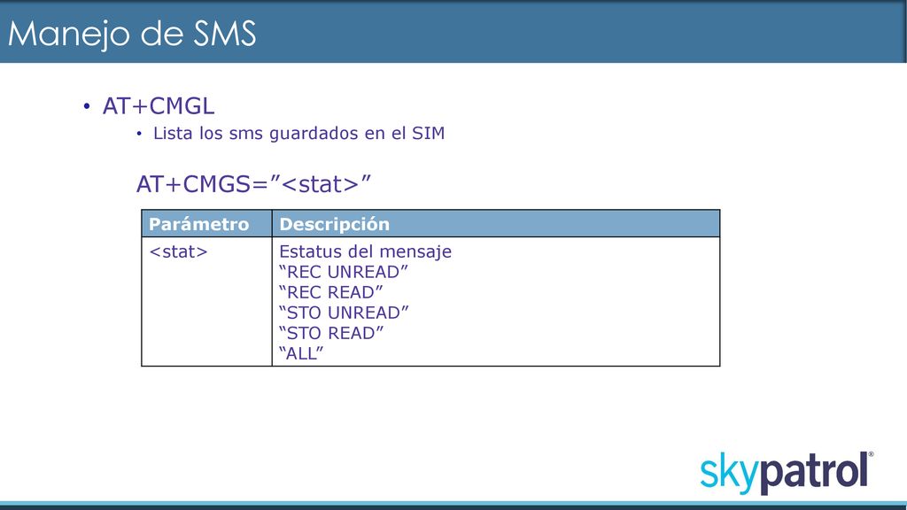 Manejo de SMS AT+CMGL Lista los sms guardados en el SIM