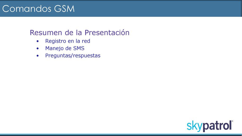 Comandos GSM Resumen de la Presentación Registro en la red
