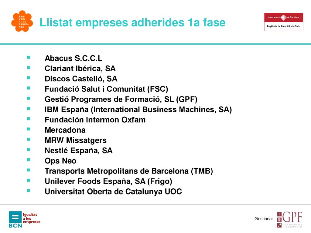 Llistat empreses adherides 1a fase