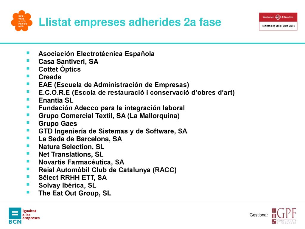 Llistat empreses adherides 2a fase