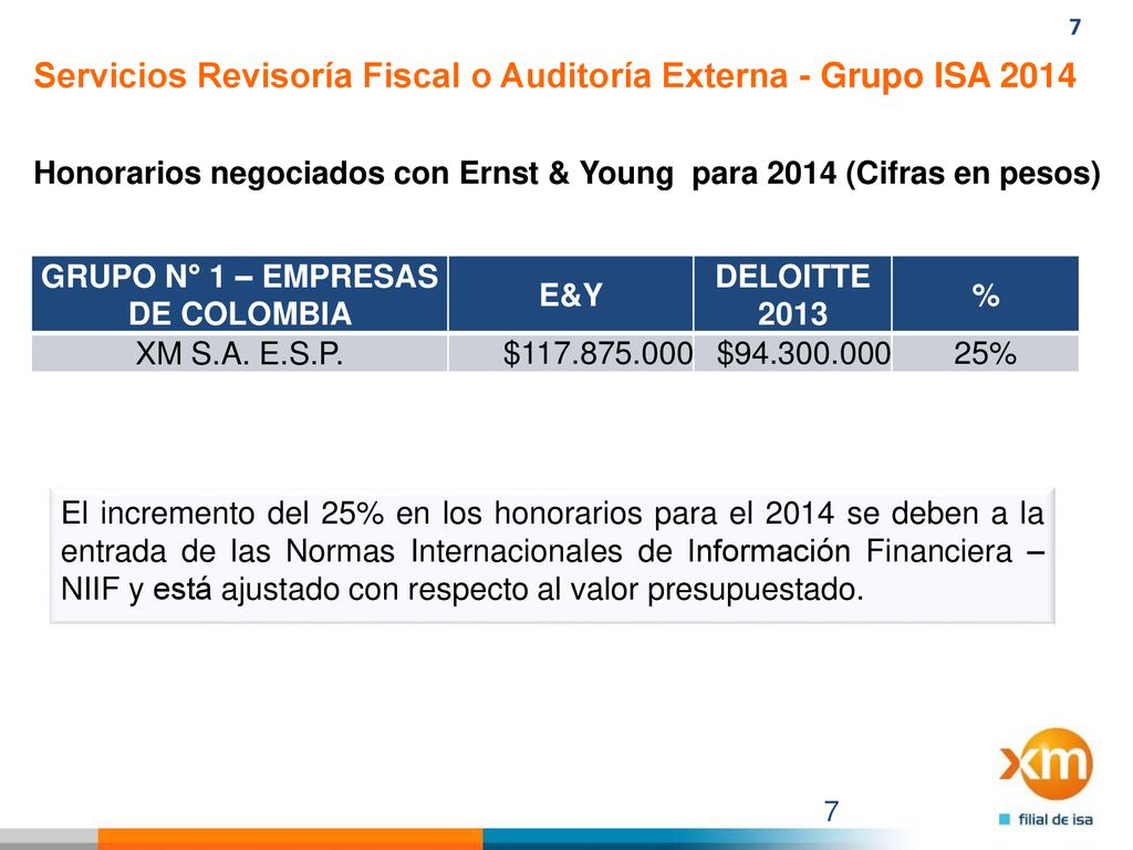 Servicios Revisoría Fiscal o Auditoría Externa - Grupo ISA 2014