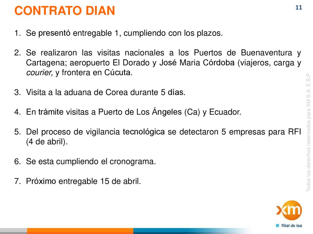 CONTRATO DIAN Se presentó entregable 1, cumpliendo con los plazos.