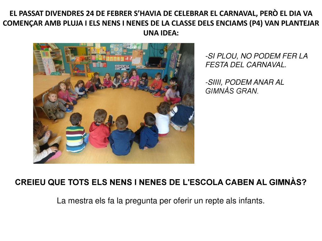 CREIEU QUE TOTS ELS NENS I NENES DE L ESCOLA CABEN AL GIMNÀS