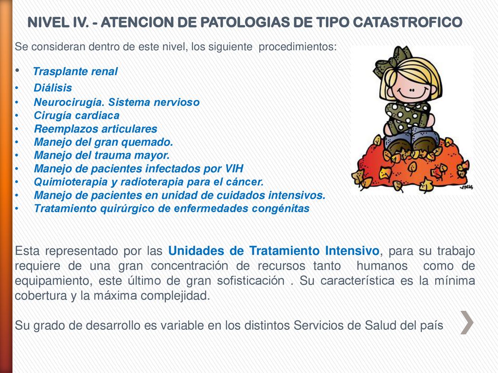 NIVEL IV. - ATENCION DE PATOLOGIAS DE TIPO CATASTROFICO