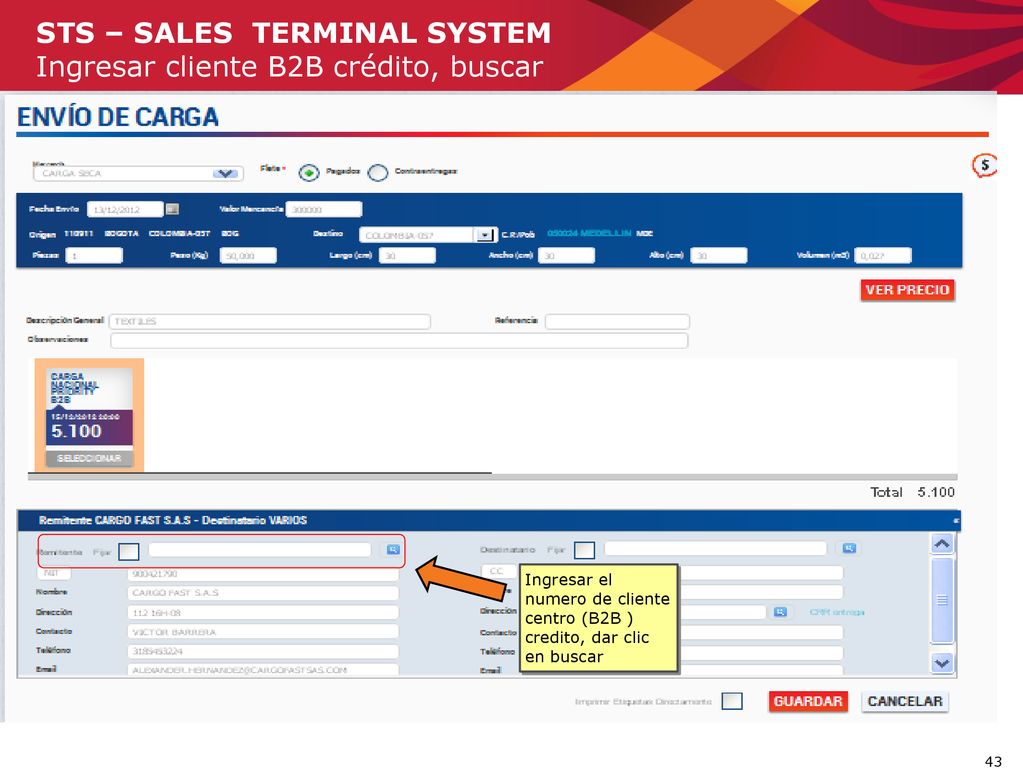 STS – SALES TERMINAL SYSTEM Ingresar cliente B2B crédito, buscar