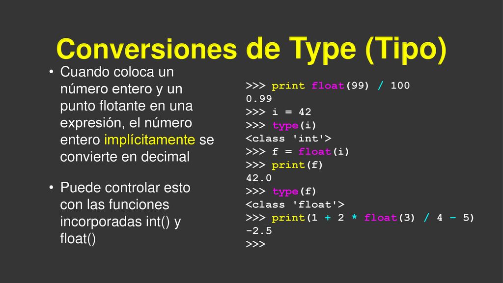 Conversiones de Type (Tipo)