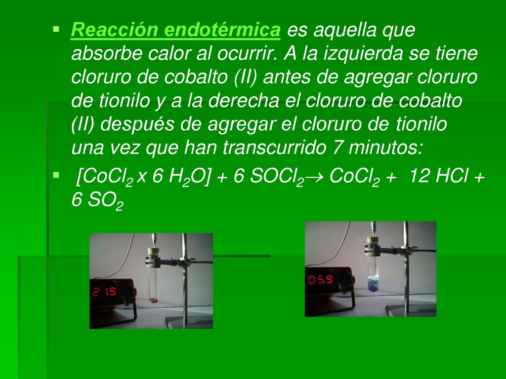 Reacción endotérmica es aquella que absorbe calor al ocurrir
