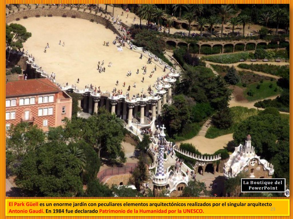 El Park Güell es un enorme jardín con peculiares elementos arquitectónicos realizados por el singular arquitecto Antonio Gaudí.