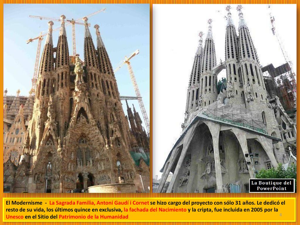 El Modernisme - La Sagrada Familia, Antoni Gaudí i Cornet se hizo cargo del proyecto con sólo 31 años.