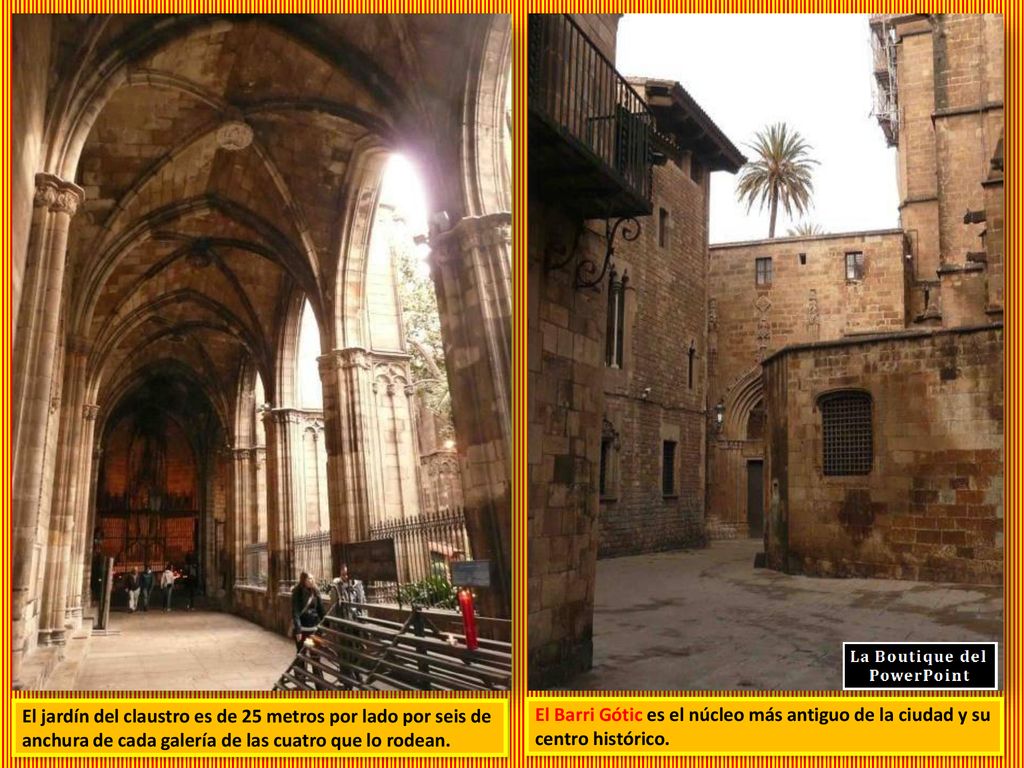El jardín del claustro es de 25 metros por lado por seis de anchura de cada galería de las cuatro que lo rodean.