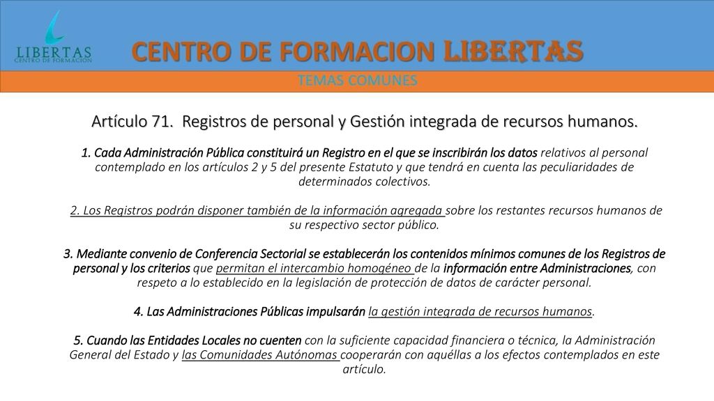 Artículo 71. Registros de personal y Gestión integrada de recursos humanos.