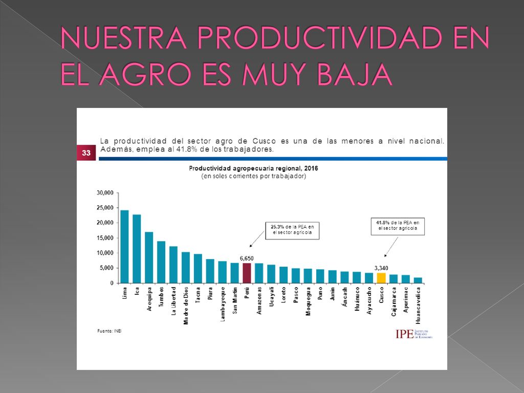 NUESTRA PRODUCTIVIDAD EN EL AGRO ES MUY BAJA