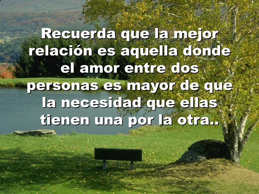 Recuerda que la mejor relación es aquella donde el amor entre dos personas es mayor de que la necesidad que ellas tienen una por la otra..