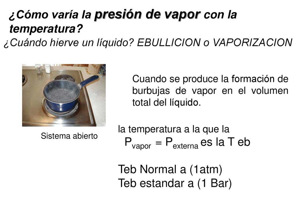 ¿Cómo varía la presión de vapor con la temperatura