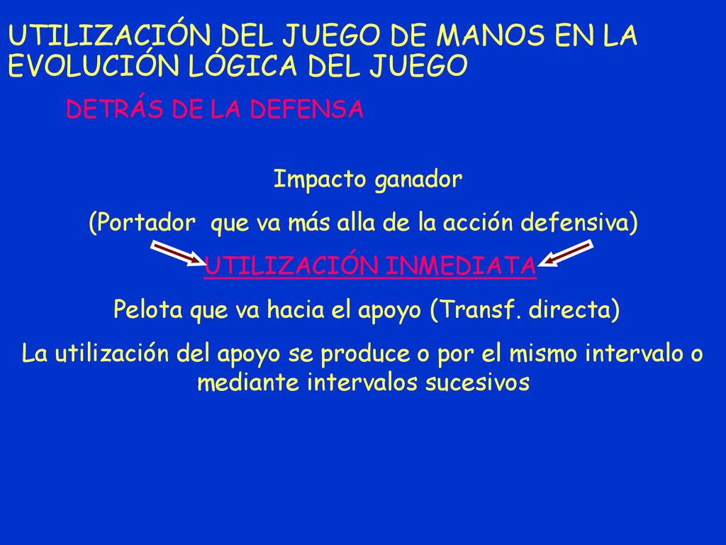 UTILIZACIÓN DEL JUEGO DE MANOS EN LA EVOLUCIÓN LÓGICA DEL JUEGO