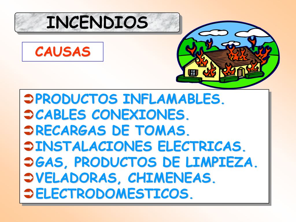 INCENDIOS CAUSAS PRODUCTOS INFLAMABLES. CABLES CONEXIONES.