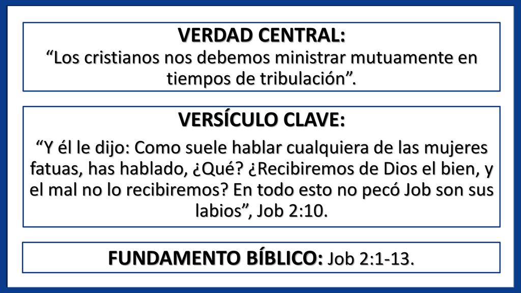 FUNDAMENTO BÍBLICO: Job 2:1-13.