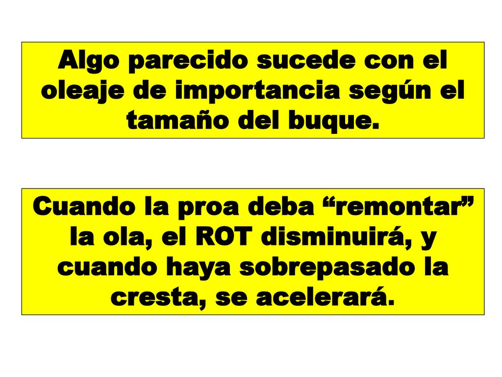 Algo parecido sucede con el oleaje de importancia según el tamaño del buque.