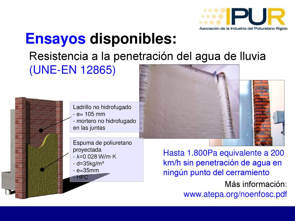 Ensayos disponibles: Resistencia a la penetración del agua de lluvia (UNE-EN 12865) Ladrillo no hidrofugado.