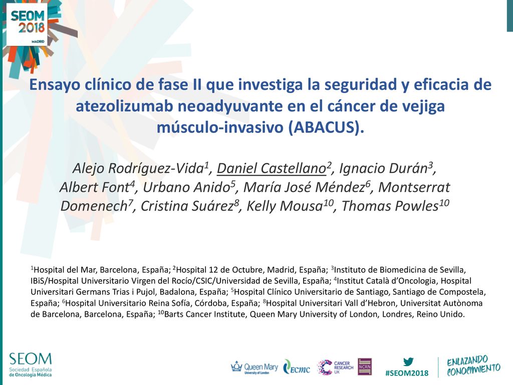 Ensayo clínico de fase II que investiga la seguridad y eficacia de atezolizumab neoadyuvante en el cáncer de vejiga músculo-invasivo (ABACUS).