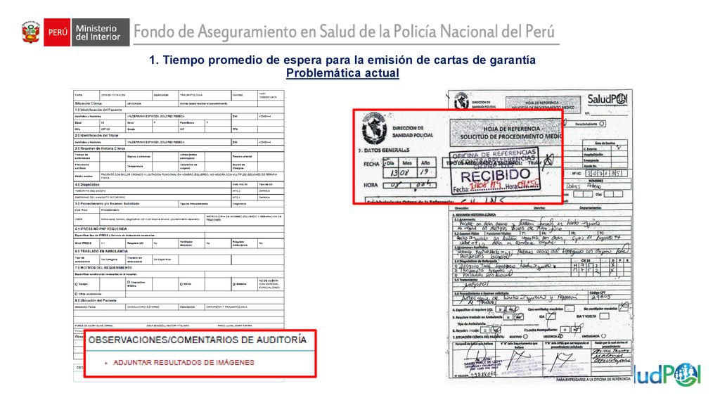 1. Tiempo promedio de espera para la emisión de cartas de garantía Problemática actual