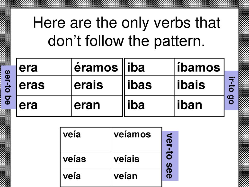 Here are the only verbs that don’t follow the pattern.