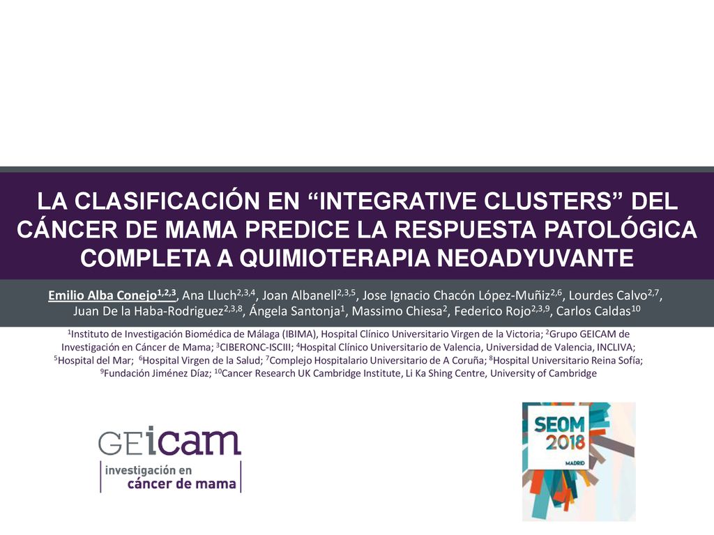 LA CLASIFICACIÓN EN INTEGRATIVE CLUSTERS DEL CÁNCER DE MAMA PREDICE LA RESPUESTA PATOLÓGICA COMPLETA A QUIMIOTERAPIA NEOADYUVANTE
