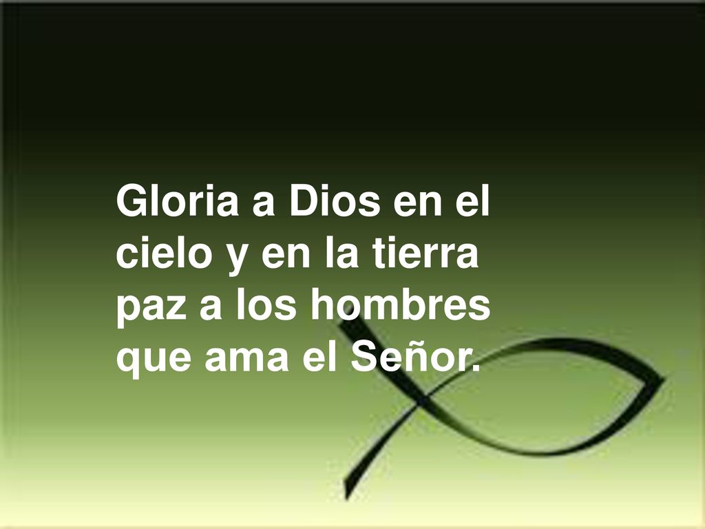 Gloria a Dios en el cielo y en la tierra paz a los hombres que ama el Señor.