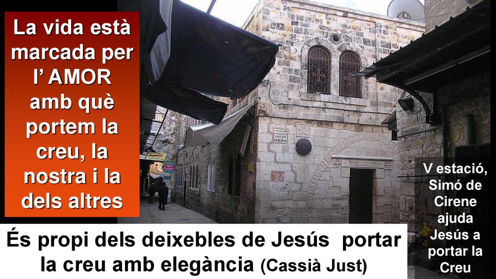 V estació, Simó de Cirene ajuda Jesús a portar la Creu