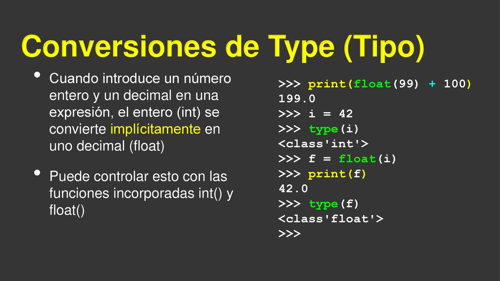 Conversiones de Type (Tipo)