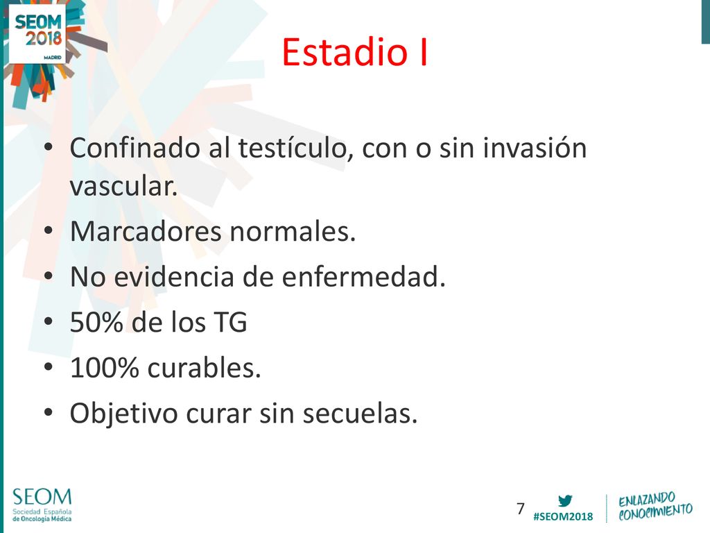 Estadio I Confinado al testículo, con o sin invasión vascular.