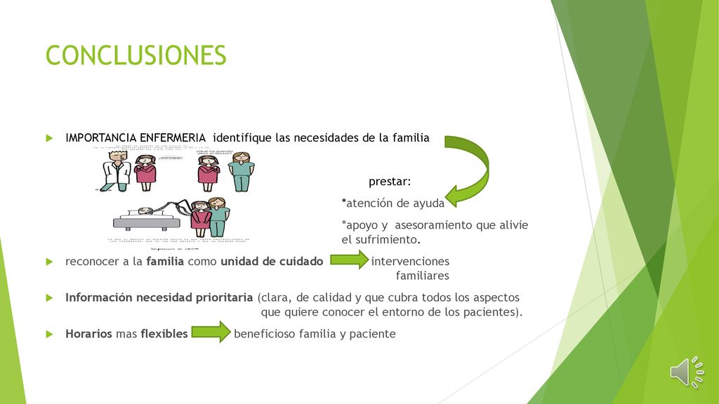 CONCLUSIONES IMPORTANCIA ENFERMERIA identifique las necesidades de la familia. prestar: *atención de ayuda.