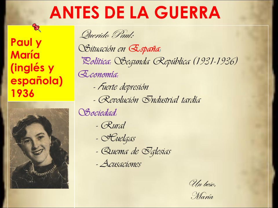 ANTES DE LA GUERRA Paul y María (inglés y española)