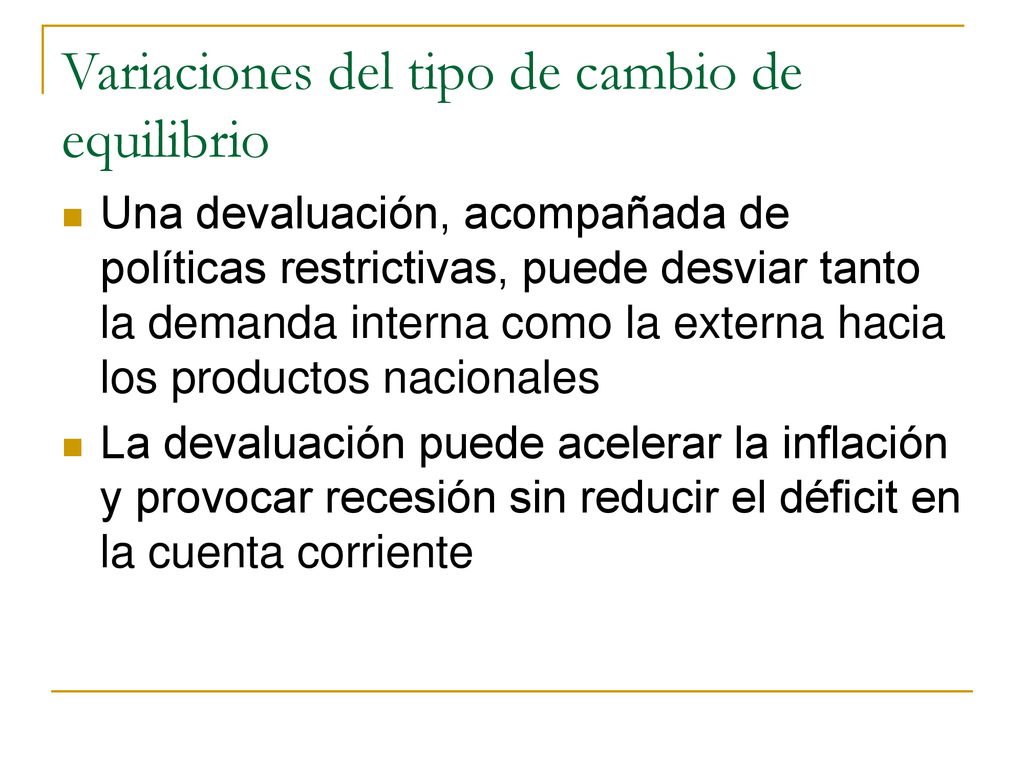 Variaciones del tipo de cambio de equilibrio