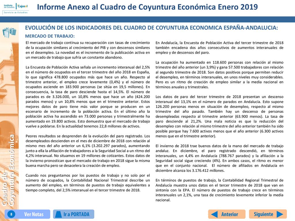 Informe Anexo al Cuadro de Coyuntura Económica Enero 2019