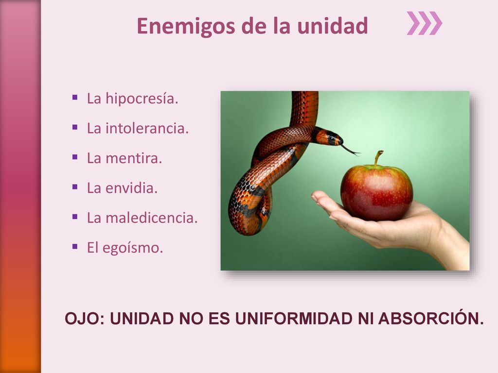 Enemigos de la unidad La hipocresía. La intolerancia. La mentira.