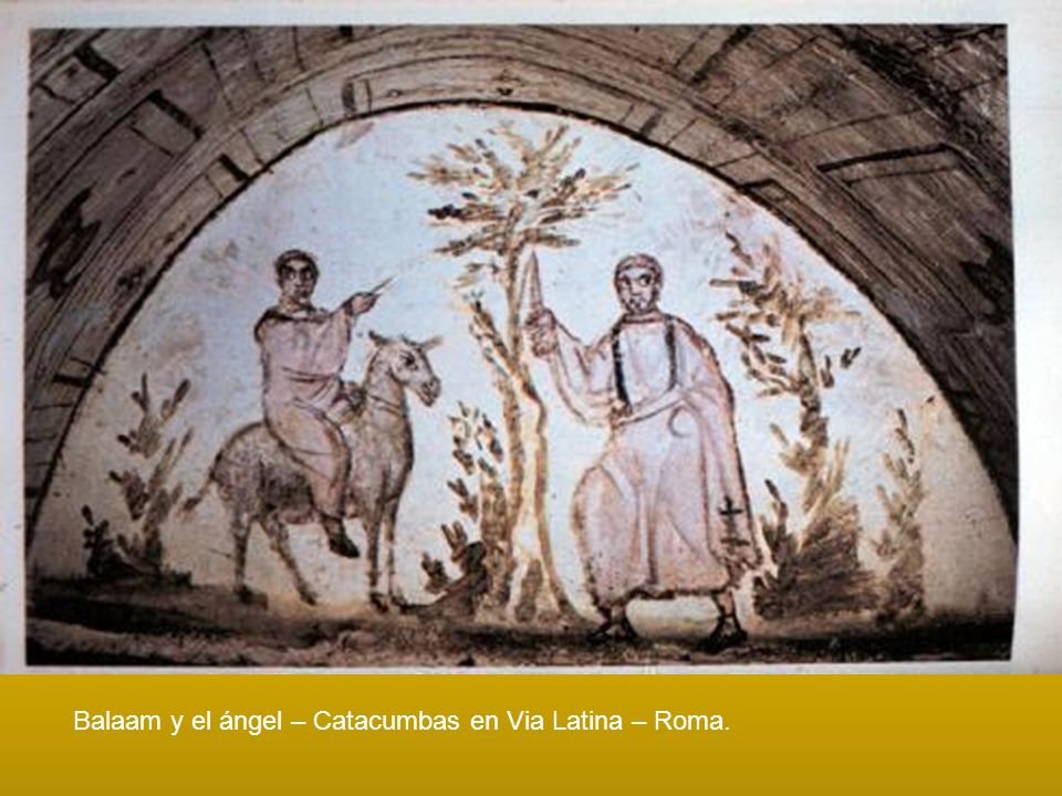 Balaam y el ángel – Catacumbas en Via Latina – Roma.