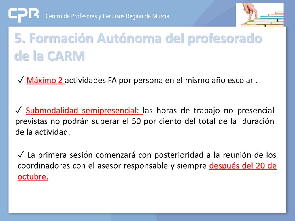 5. Formación Autónoma del profesorado de la CARM
