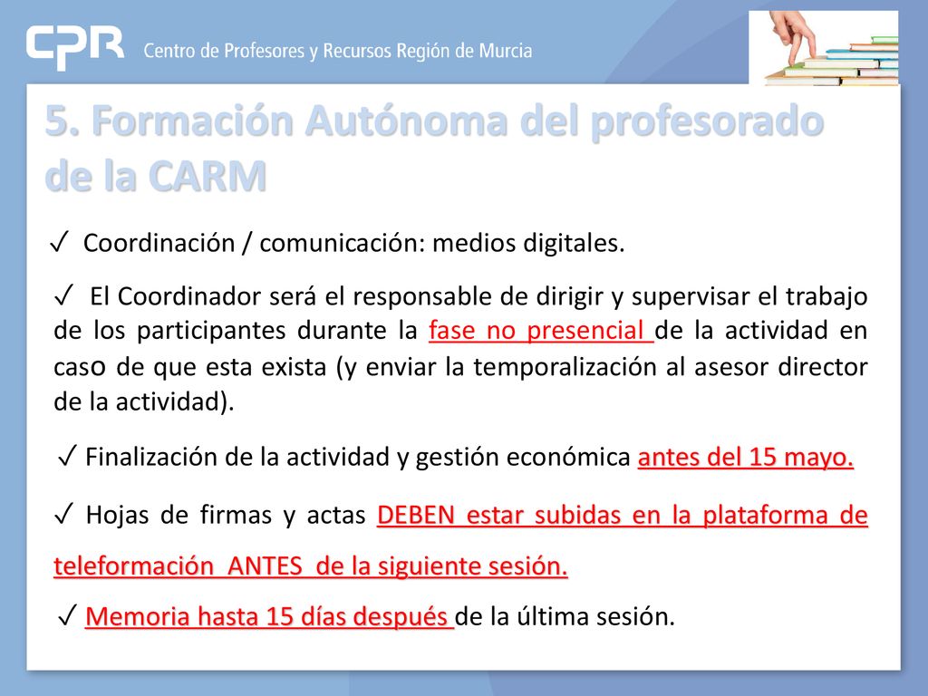 5. Formación Autónoma del profesorado de la CARM