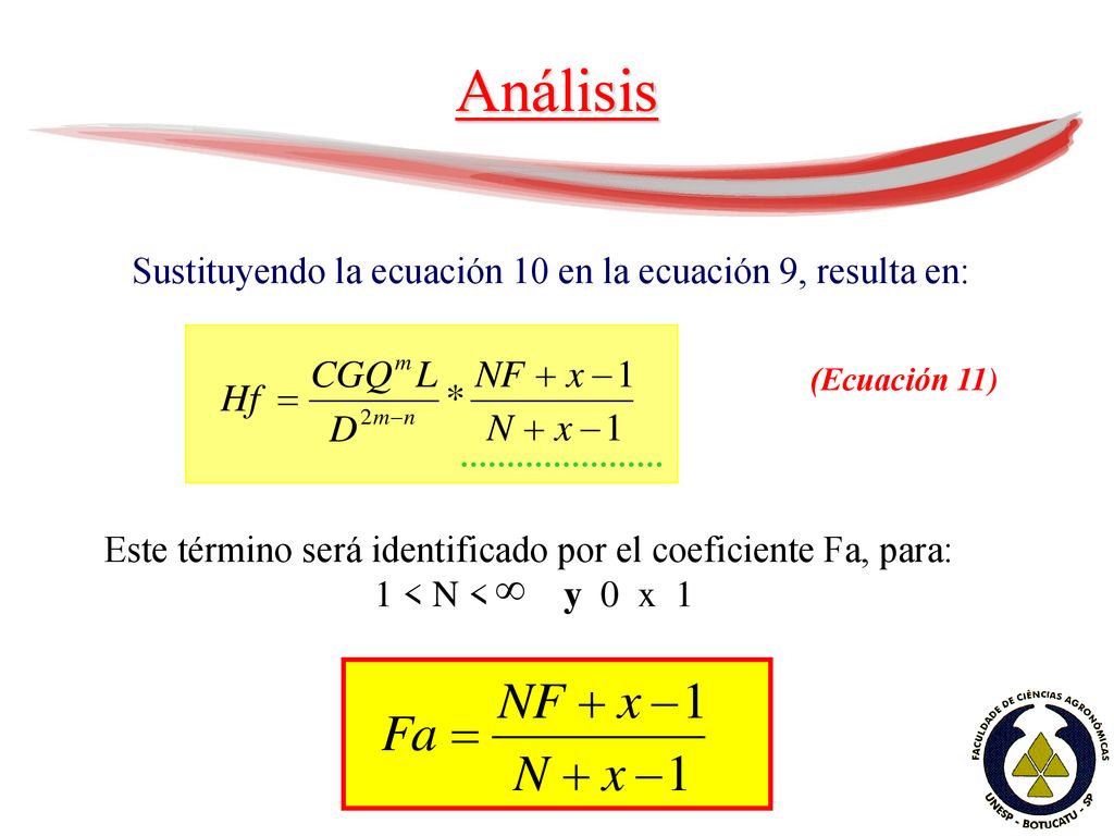 Este término será identificado por el coeficiente Fa, para: