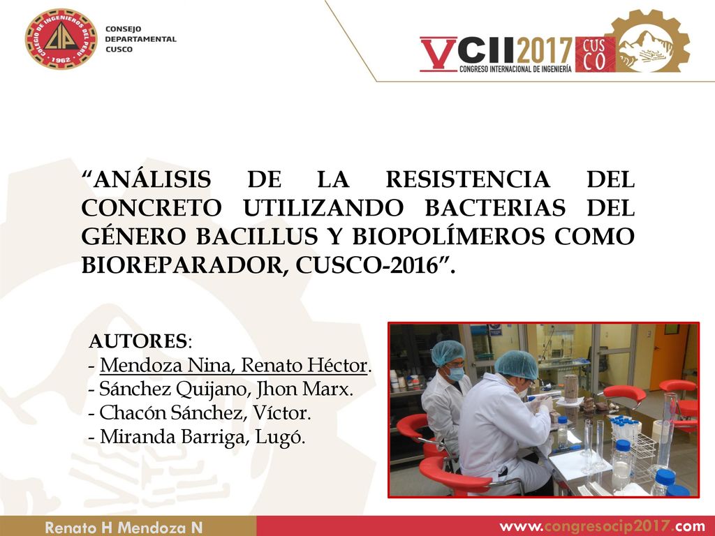ANÁLISIS DE LA RESISTENCIA DEL CONCRETO UTILIZANDO BACTERIAS DEL GÉNERO BACILLUS Y BIOPOLÍMEROS COMO BIOREPARADOR, CUSCO
