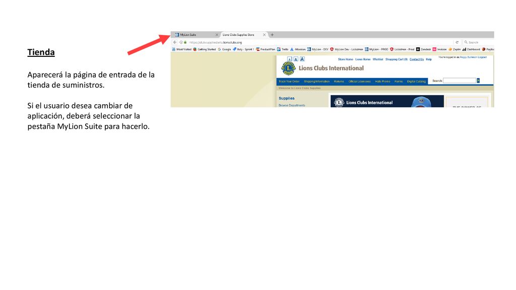 Tienda Aparecerá la página de entrada de la tienda de suministros.