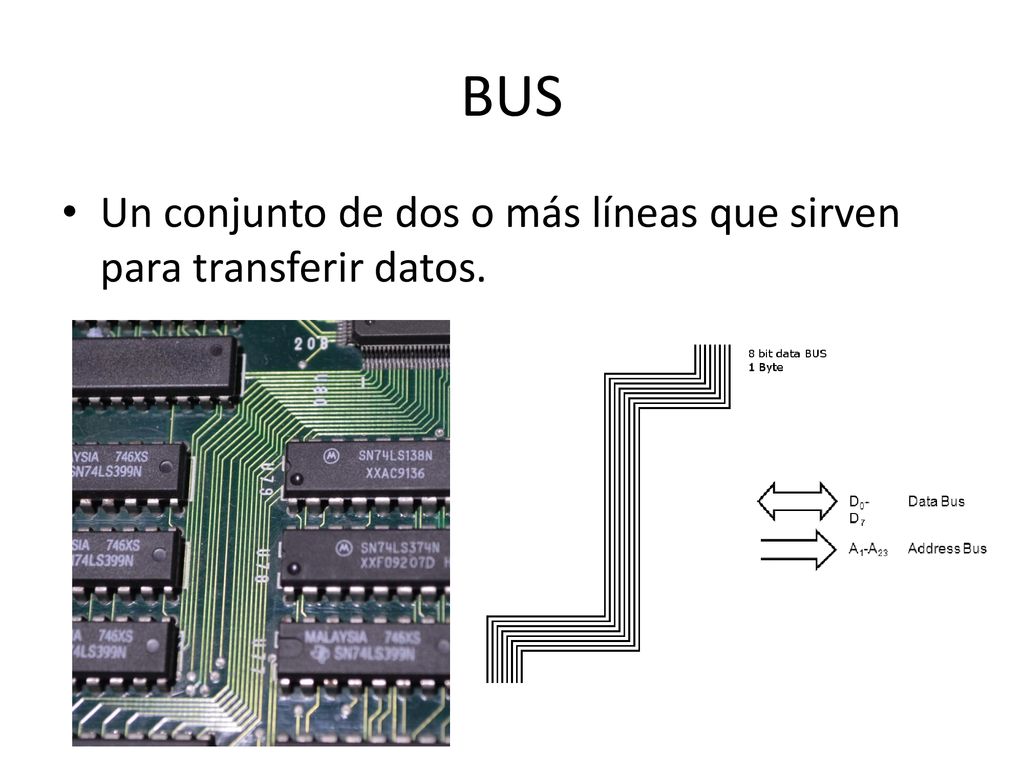 BUS Un conjunto de dos o más líneas que sirven para transferir datos.