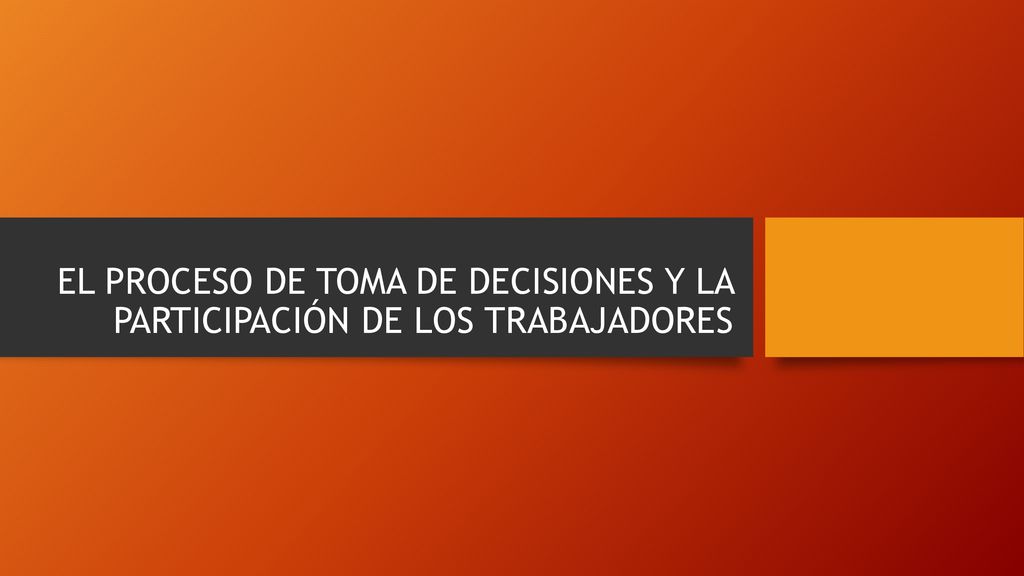 EL PROCESO DE TOMA DE DECISIONES Y LA PARTICIPACIÓN DE LOS TRABAJADORES