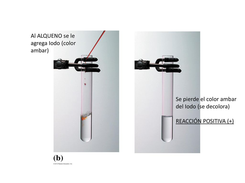 Al ALQUENO se le agrega Iodo (color ambar)